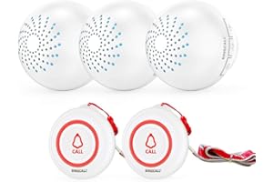 SINGCALL Caregiver Pager Wireless Call Button System 2 Transmitters 3 Plug-in Receiver Nurse Calling Alert for Elderly Patient Disabled