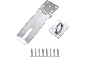 LAHVIUU Moraillon de Cadenas,1pcs Acier Inoxydable Loquet de Porte Verrou Porte Agrafe Cadenas,Moraillon pour Verrouillage de Porte Moraillon et Agrafe Robustes (4 Inch Argent)