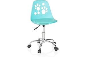 hjh OFFICE 742003 Silla Giratoria para Niños Fancy I Piel sintética Turquesa, Sillas de Escritorio Infantiles, Ajustable en Altura, Motivo Animal