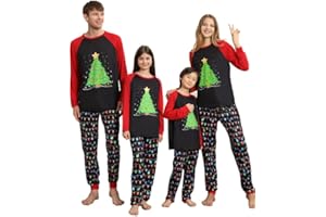 Weihnachtspyjama Familie Set, Weihnachts Pyjama Family Set Lustig, Witzige Weihnachts Schlafanzug Familie,Christmas Pyjama Family Set Lang Winter Schwarz Rot Karierter Pyjamahosen