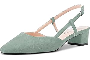 NobleOnly Mujer Chunky Ancho Bajos Gatito Heel Cuadrada Punta Sandalias Slingback Slip-on Pumps de Boda Cute Zapatos