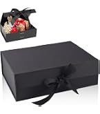 MUXHEL 2er-Set Schwarze Geschenkbox Mit Magnetdeckel – 32x23x10 Cm, Faltbar, Mit Band, Für Hochzeit & Geburtstag