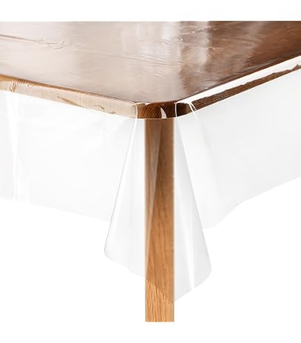 Tovaglia protettiva trasparente in PVC impermeabile 95 x 150 cm, satinata, 1,5 mm, lavabile, per casa, cucina, copertura trasparente per tavolo da scrivania