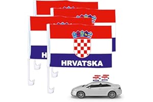 Dekotalent® 4x Autofahnen Adler Autoflagge Kroatien Auto Autofahne Fahne Flagge Fanartikel für Fußball EM 2024