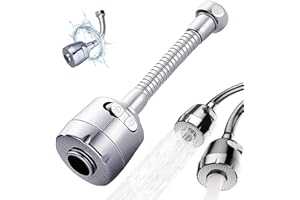 SYKEROUT Aireador de grifo, grifo giratorio de 360° con 2 modos, pulverizador de filtro de ahorro de agua ajustable para cocina y baño, cabezal de caño de grifo flexible