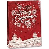 bambelaa. 12 pièces Motif Noël Merry Christmas haute qualité sacs papier Sacs cadeaux Présent sac sacs papier Noël peut Noël 157 g Papier brillant (env. 25 x 8,5 x 34 cm)