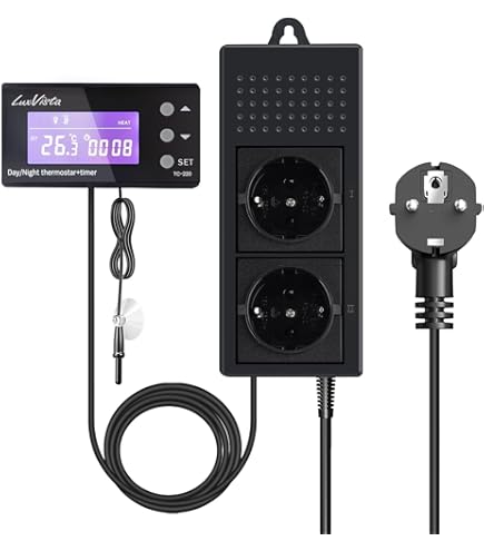 KETOTEK Reptile Day Night Terrarium Heater Thermostat Socket With