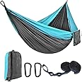 Supvox® Camping Hammock for Outdoor Activities With 2 Fixing Straps, Swing for Adults Kids, Portable Ultralight Nylon for Travel Beach Trekking, Maximum 200Kg Load (275 X 140Cm), Blue