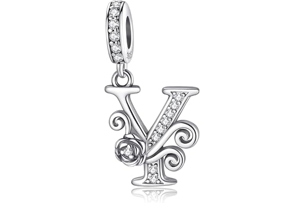 HappyStar Lettre Charme de L'alphabet Argent Sterling 925 Rose Alphabet Initial Dangle Charm Pendentif Charms Fit pour Pandora and bracelet européen