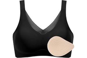 Lervanla Seamless Post-Surgery Bra for Women, Mastectomy Bra with Latex Foam Breast Forms Set