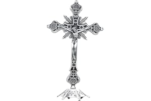 LOVIVER Crucifijo de pie con Cruz de Mesa, Escultura, Estatua de Cruz de Jesús, crucifijo con Soporte, crucifijo de Jesús para Altar, Sala de Estar,