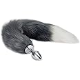 Butt Plug Stainless Steel Anal Plug, Faux Fox Tail Fur Anal Plug Sex Toy, Stainless Steel Butt Plug, with Fox Tail Erotic Fetish,for Couples Women Costume Props (Gray)