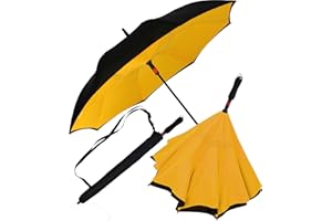 iX-brella Parapluie inversé pour ouvrir automatiquement retourné, noir/jaune, 106 cm
