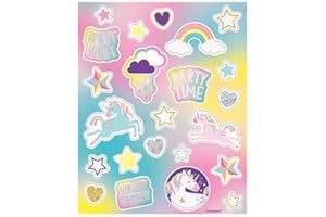Unique Party 72508 - Feuilles d'Autocollants - Fête à thème de Licorne - Paquet de 4