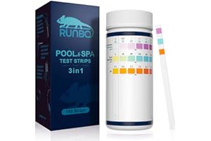 RUNBO 3 in 1 Hot Tub Strips, Swimming and Pool SPA Test Strips kits for Free Chlorine, Bromine, Total Alkalinity and pH. 150 Counts