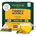VAHDAM, Turmeric Moringa Tea Bags (100 Herbal Tea Bags) Caffeine Free, Non GMO, Gluten Free | 100% Pure Herbal Blend - Sweet & Earthy | Resealable Ziplock Pouch