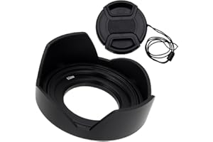 Fotodiox Lens Hood Kit for Sony E PZ 16-50mm F3.5-5.6 OSS E-mount Power Zoom Lens with Tulip Flower Lens Hood with Inner Pinch Lens Lens Cap for Sony A5000, A5100, A6000, NEX-5T, NEX-6 Camera Kit Lenses-Black