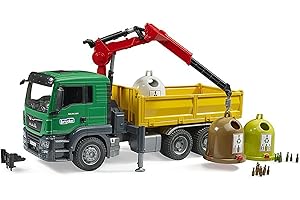bruder 03753 - MAN TGS Grue Camion avec 3 containers à verre usagé et bouteilles