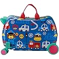 TOMVAES Kids Trolley Case, Ride-On Suitcase 2 In 1 Kid Luggage Organizer Waterproof Carry On Travel Bag Children's Motorcycle Trunk Storage Box,Kids Luggage With Spinner Wheels (Car pattern)