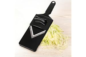 LCVTOS Mandoline Multilames Lame V, Trancheuse en Acier, Trancheuse à Julienne avec Râpe de Protection, Cadre en Plastique pour Trancher et Râper Efficacement et Uniformément Les Fruits et Légumes