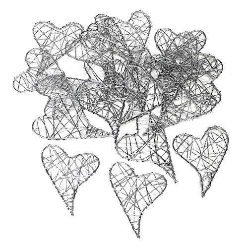 20 Drahtherzen 5cm x 6cm, geschwungen, Metall Herz/ TOP PREIS !!! (silber)