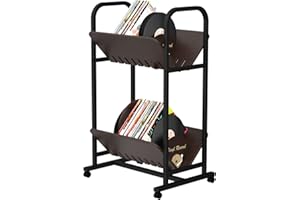 mosegor Record Stand DJ Vinyl Record Storage Holder Rack 54 * 92cm LP Storage Display Stand with Casters Easy to Move Mobile Book Albums Storage Magazine Holder Office Files Organizer Shelf