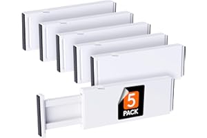 Lifewit 5er Set Schubladentrenner Kunststoff(28-44.5cm), Verstellbar Schubladen Organizer für Kleidung, Kleiderschrank Schubl