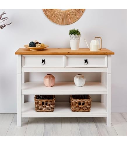Table Console Blanche Soges Avec 3 Tiroirs - Meuble Entrée Élégant 100x34x71.5cm Pour Salon Et Couloir