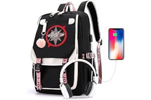 ZHENGGE Stray Kids School Backpack Merchandise, Features USB and Audio Cable Interface Breakers, Suitable For Students, Kpop Stray Kids Laptop Backpacks and Casual Backpack