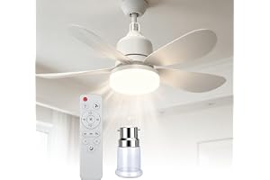 OIWERH 52cm Ceiling Fan Light Bulb Bayonet Fitting, Ceilings Fans with Light & Remote Control, Ceiling Fans Lights Dimmable, 