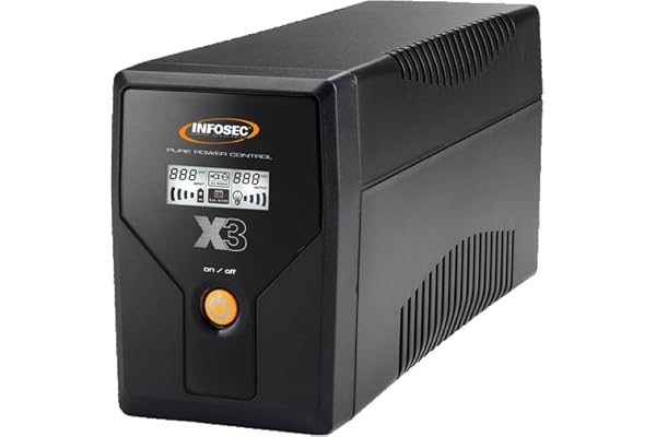 Infosec X3 EX Onduleur 650 VA 2 Prises Schuko-FR RJ11-45 LCD USB Noir