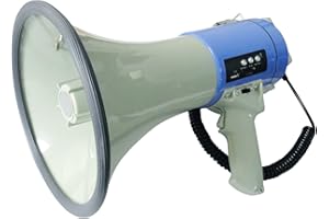 LTC MEGA60USB - Mégaphone 60W Blanc Sirène USB/SD Bandoulière réglable Manifestation Chants Supporter