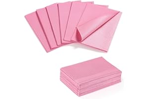 ZUMVIVIN Dental Lätzchen | Tattoo Unterlage | 3 Lagig Wasserdichte Einweg Papiertischdecke Zubehör 45 x 33cm (50, Rosa)