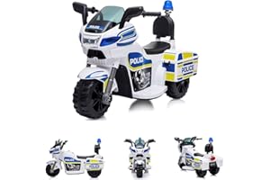 Chipolino Kinder Elektromotorrad Polizei 3 Räder Scheinwerfer Musikfunktion, Farbe:weiß