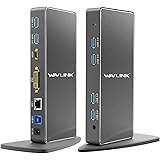 WAVLINK Docking Station, ​USB C/USB 3.0 Dual Display Universale Dock Station, con HDMI & DVI/VGA/HDMI, Gigabit Ethernet, Audi
