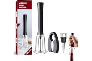 FBBULES Set de Tire Bouchon Pompe à Air avec Acier Inoxydable Bouchon Bouteille Vin Réutilisable, Portable pour Maison Fête, Cadeau pour les Amateurs de Vin