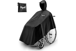 Siegvoll Regencape Rollstuhl Erwachsene, schwarzer wasserdichter Regenponcho für Herren Damen Rollstuhlfahrer, Windschutz Kapuze mit Schirm - Rollstuhl Zubehör, Einheitsgröße