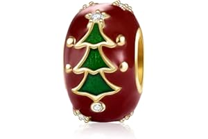 DALARAN Srebro wysokiej próby 925 Choinka Srebro Renifer Czerwony Dom Koraliki Dopasowana Bransoletka Charm