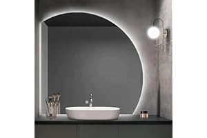 JSLJDM Specchio da bagno moderno, Specchio Da Bagno,Specchio Da Bagno Moderno Specchio Da Bagno A Semicerchio Con Taglio Sinistro/destro,Con Luci Specchio Per Il Trucco Retroilluminato A LED,Antideflagrante
