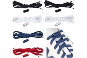 Feibmir 2-6 Pairs No Tie Elastic Shoelaces, Universal Shoe Laces for Kids and Adults,Tieless Flat Shoelaces for Running Shoes with Metal Lock