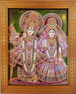 Shree Handicraft Lord Radha Krishna Wall Hanging Photo Frame