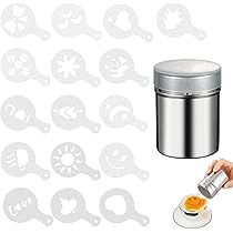 Set Shaker Cioccolato E Stencil Per Caffè - 16 Motivi Per Decorare Cappuccini E Dessert - Foto 7