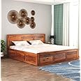 RJ ART Wooden King Size Bed with Storage | Double Bed Cot Bed with Box Storage for Bedroom & Hotel | Sheesham Wood, Honey Finish, Recommended Mattress Size: 78 X 72