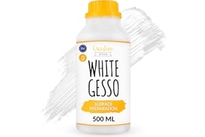 Creative Deco 500ml White Gesso Acrylic Primer | Paint Undercoat Medium | Paint Base for Paper, Glass, Wood, Concrete | Professional Painting Surface Preparation | Non-Yellowing