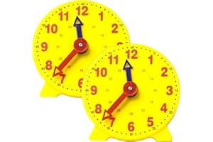 klahh 2 Pcs Yellow Teaching Clock Learn to Tell The Time Clock, Time Teaching & Demonstration Model