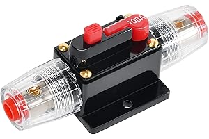 RED WOLF 100 Amp Car Audio Circuit Breakers w/Manual Reset Inline Fuse Holder Inverter DC 12-24V for Car Boat Marine Audio Solar SystemOverload Protection