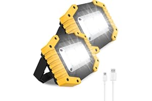 QOSEA tuare Led Rechargeable Work Light 30W 2000LM USB Work Light Battery Powered with 3 Lighting Modes, IP65 Portable Work Light Floodlight Rechargeable for Garage, Workshop, Camping, Hiking (2 Pack)