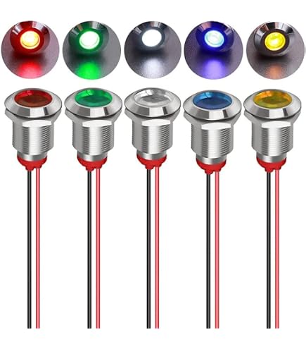 X AUTOHAUX 5-Piece LED Indicator Light Set - 16mm 12V Metal Waterproof Dash Signal Lamps For Car, Truck, Boat (Multicolored) - View #10