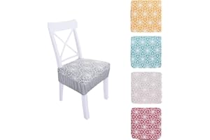 SARANI Coppia Coprisedie 2 Cuscini Sedia Fascia Elastica Fantasia Floreale Vari Colori (Bordeaux)