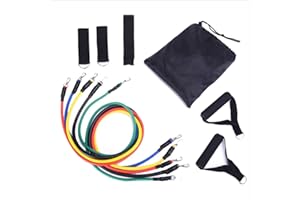 SUNGOOYUE 11 teiliges Fitness Zugseil Set aus Latex mit verschiedenen Widerstandsstufen für Ganzkörpertraining, Übungsband mit Aufbewahrungstasche für Krafttraining zu Hause oder im Studio